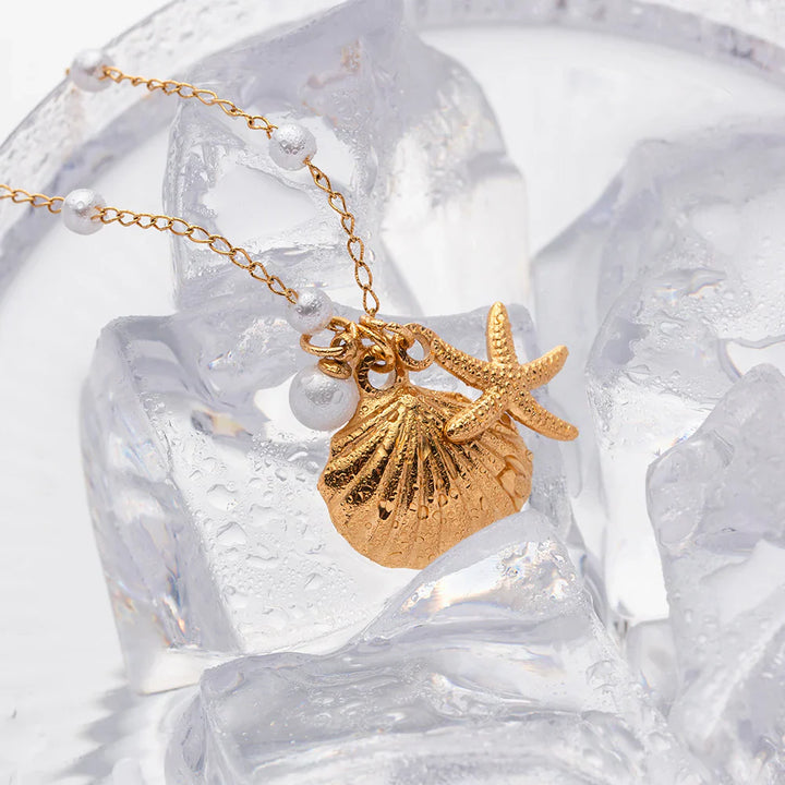 Valantomode | Plated Maritime Pendant Necklace with Integrated Freshwater Pearl Assets