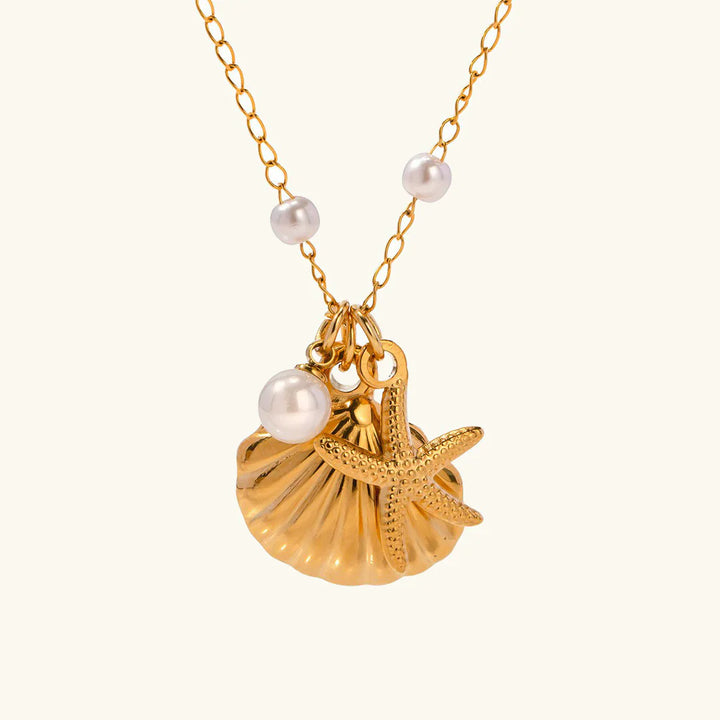 Valantomode | Plated Maritime Pendant Necklace with Integrated Freshwater Pearl Assets