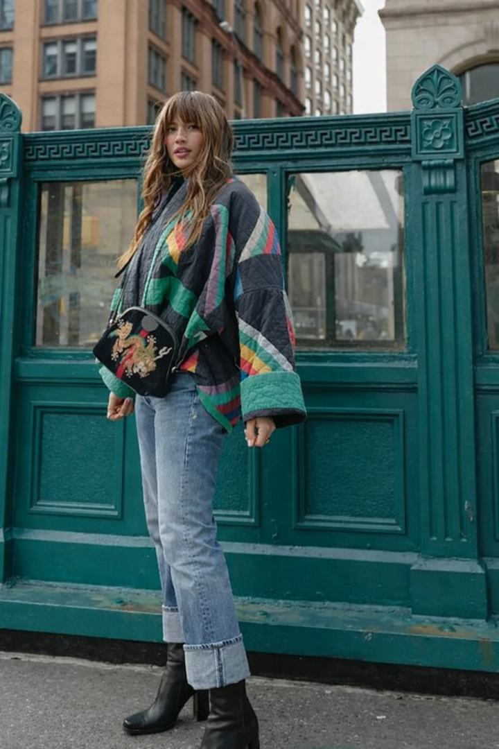 Valantomode | Vibrant Patchwork Jacket for Unique Style