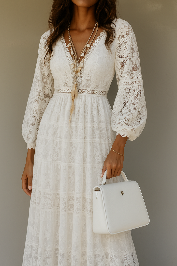 Valantomode | Elegant Maxi Dress with Lace Accents for Effortless Style