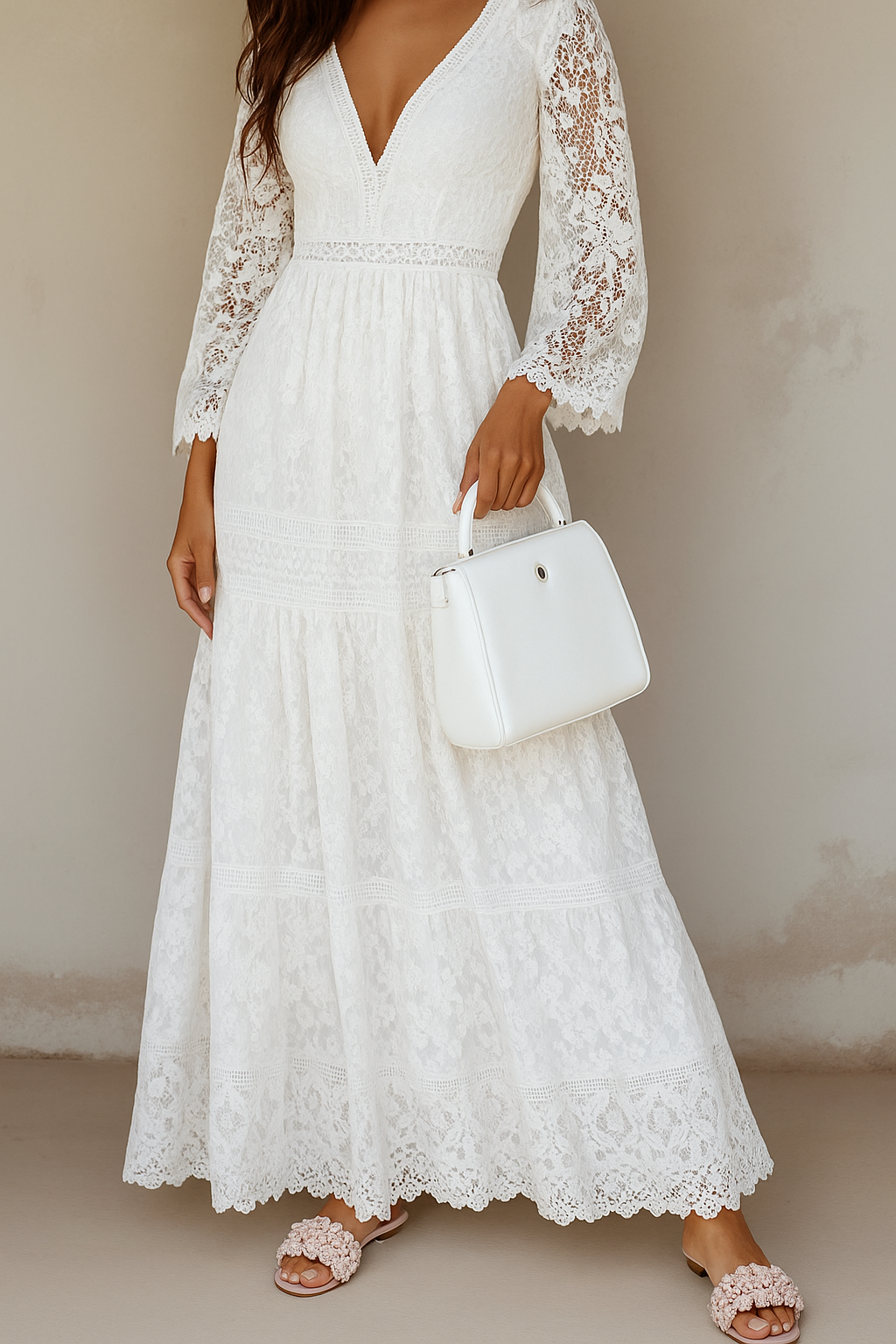 Valantomode | Elegant Maxi Dress with Lace Accents for Effortless Style
