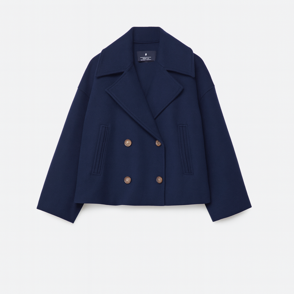 Valantomode | Stylish Double-Breasted Peacoat with Turtle Buttons