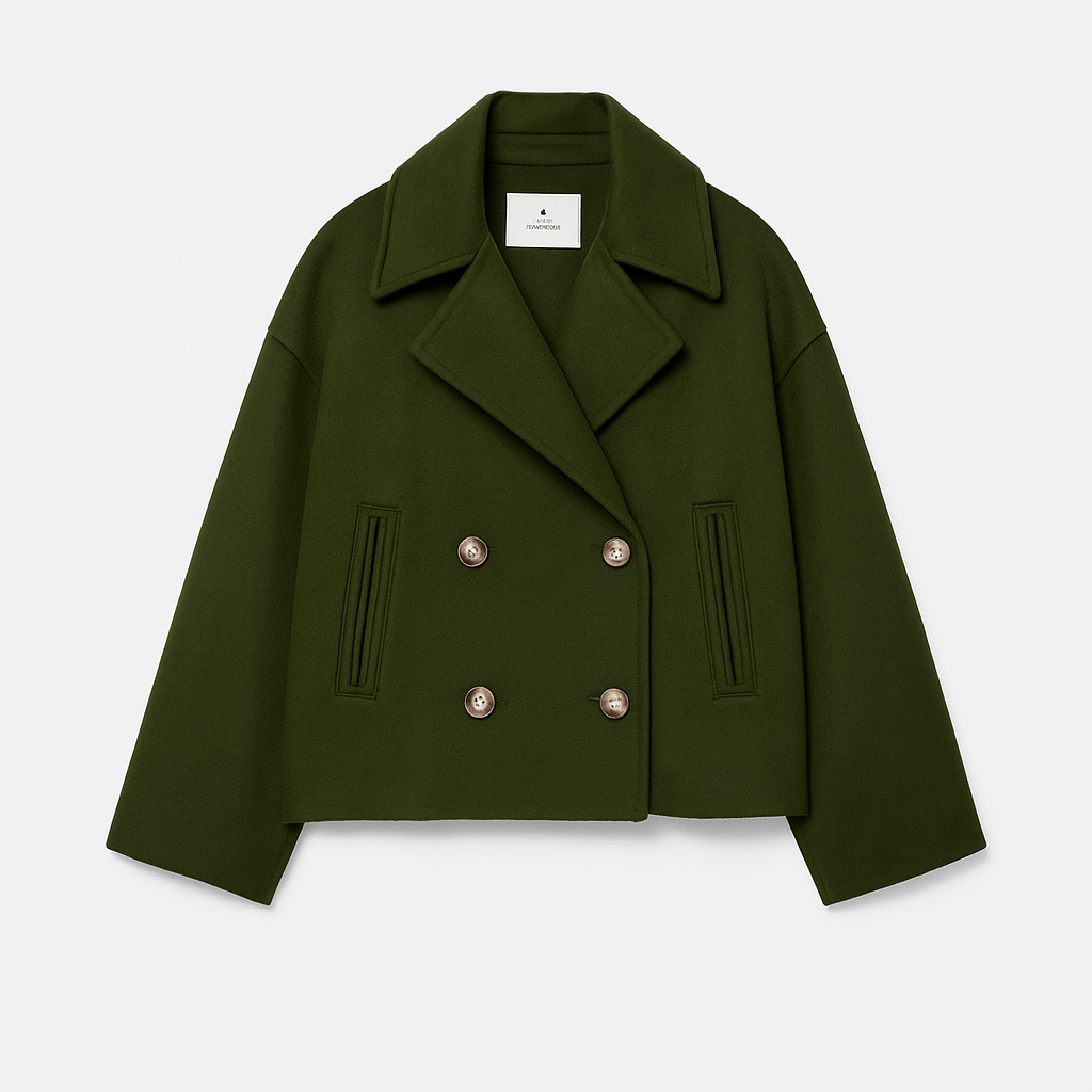 Valantomode | Stylish Double-Breasted Peacoat with Turtle Buttons