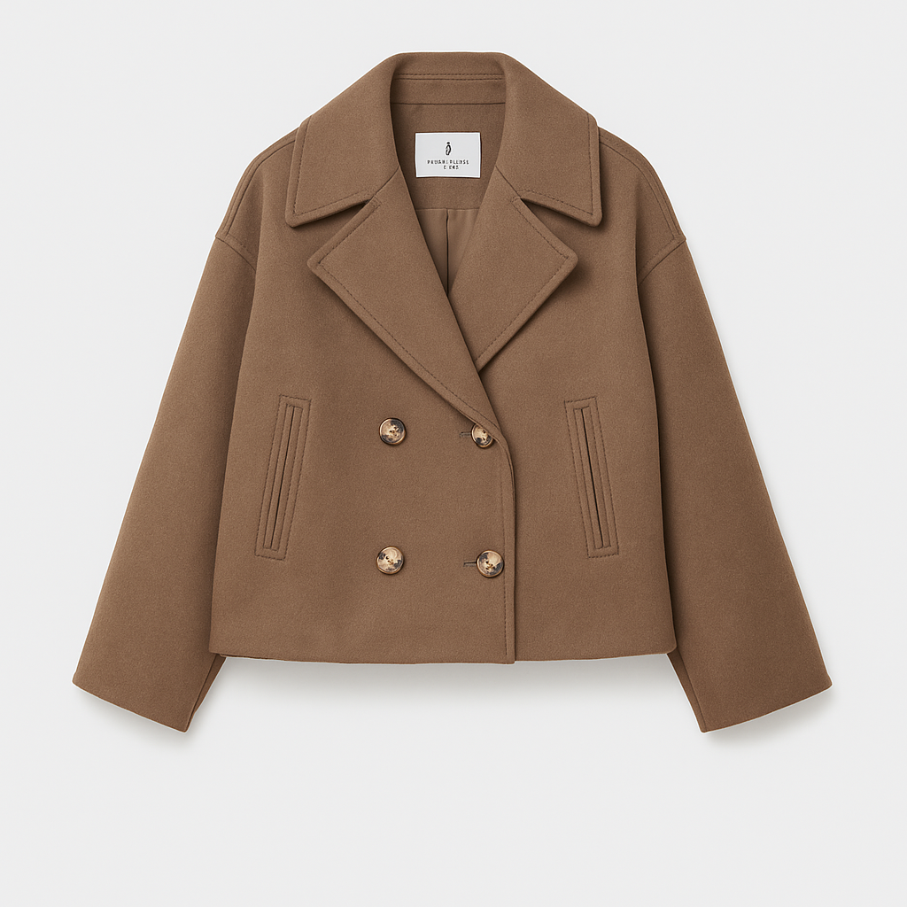 Valantomode | Stylish Double-Breasted Peacoat with Turtle Buttons