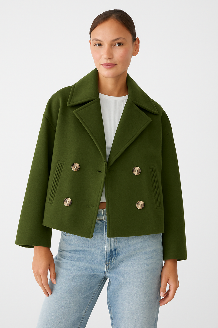 Valantomode | Stylish Double-Breasted Peacoat with Turtle Buttons