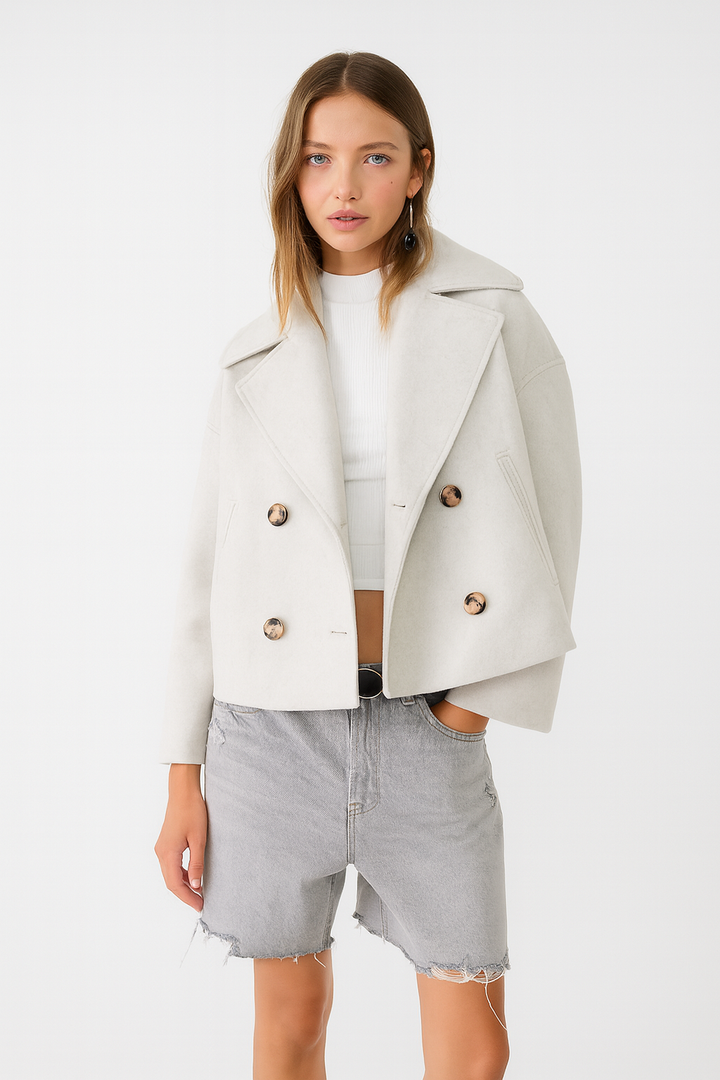 Valantomode | Stylish Double-Breasted Peacoat with Turtle Buttons
