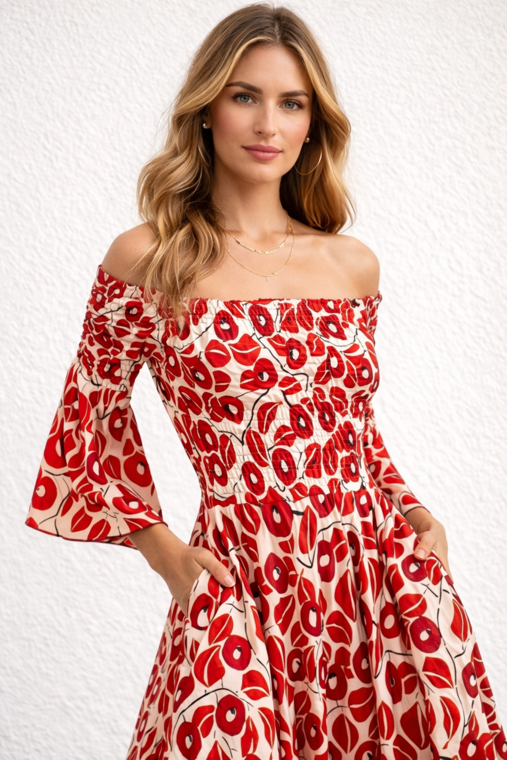 Valantomode | Floral Off-Shoulder Maxi Dress for Effortless Elegance