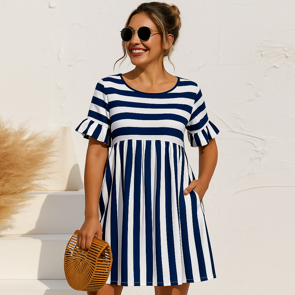 Valantomode | Chic Striped Dress Perfect for Summer Days and Events