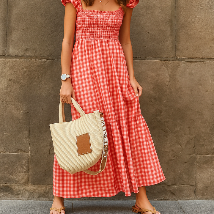 Valantomode | Stylish Maxi Dress with Trendy Butterfly Sleeves