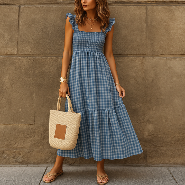 Valantomode | Stylish Maxi Dress with Trendy Butterfly Sleeves