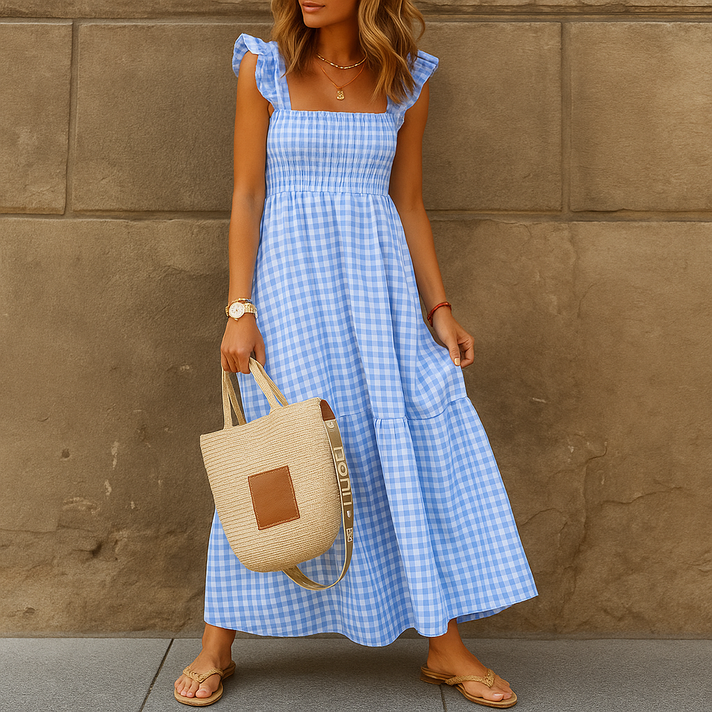 Valantomode | Stylish Maxi Dress with Trendy Butterfly Sleeves