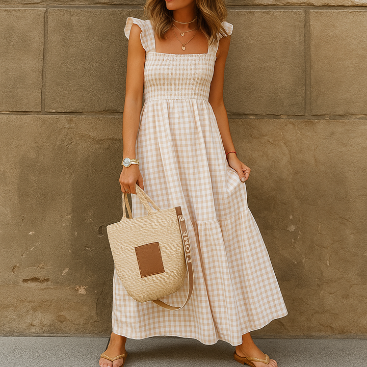 Valantomode | Stylish Maxi Dress with Trendy Butterfly Sleeves