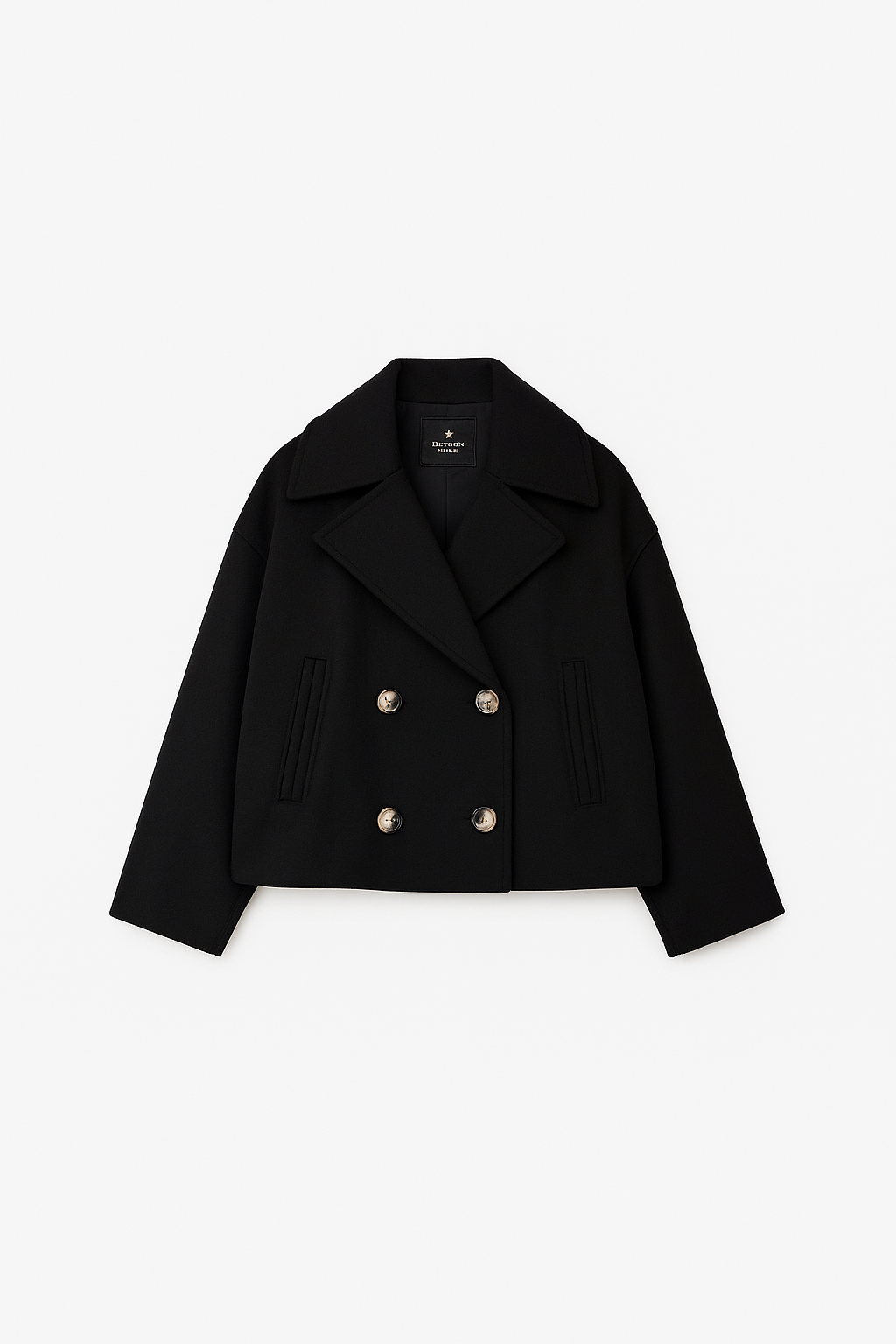 Valantomode | Stylish Double-Breasted Peacoat with Turtle Buttons