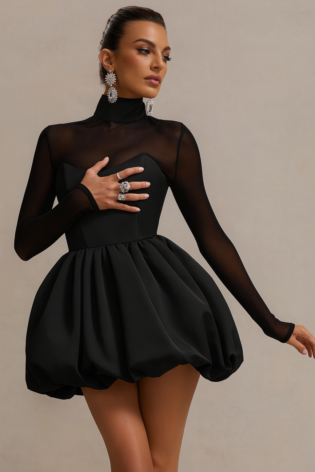 Valantomode | Chic Mini Dress with Puff Skirt for Trendy Women