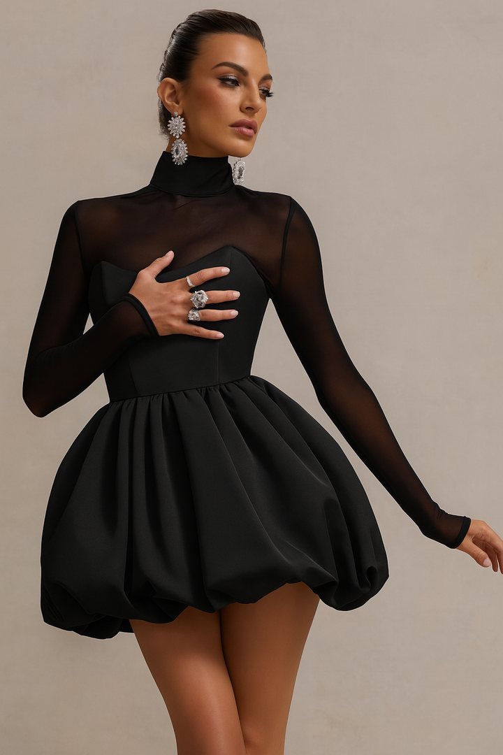Valantomode | Chic Mini Dress with Puff Skirt for Trendy Women