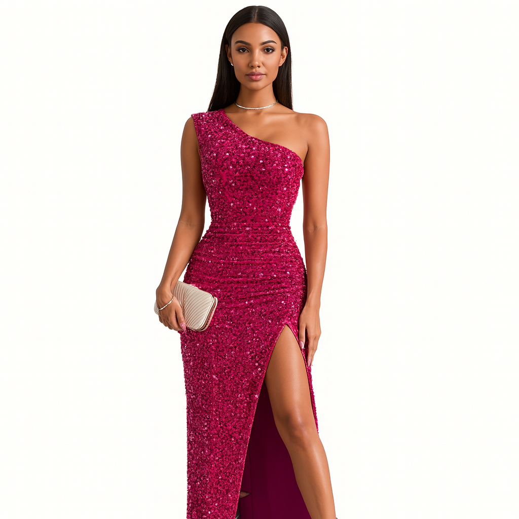 Valantomode | Chic One-Shoulder Evening Dress for Elegant Nights