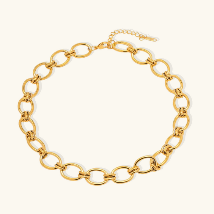 Valantomode | Heavyweight Plated Interlocking Link Necklace for Women