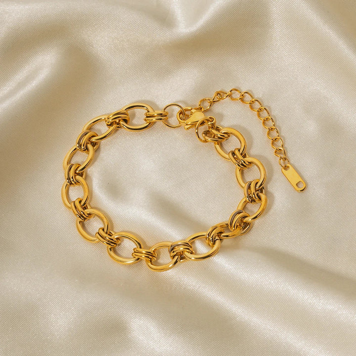 Valantomode | Gold Plated Bold Link Bracelet for Women