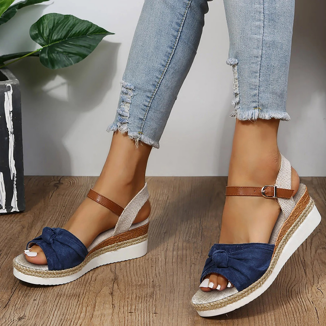 Valantomode | Women's Wedge Sandals with Knot Design