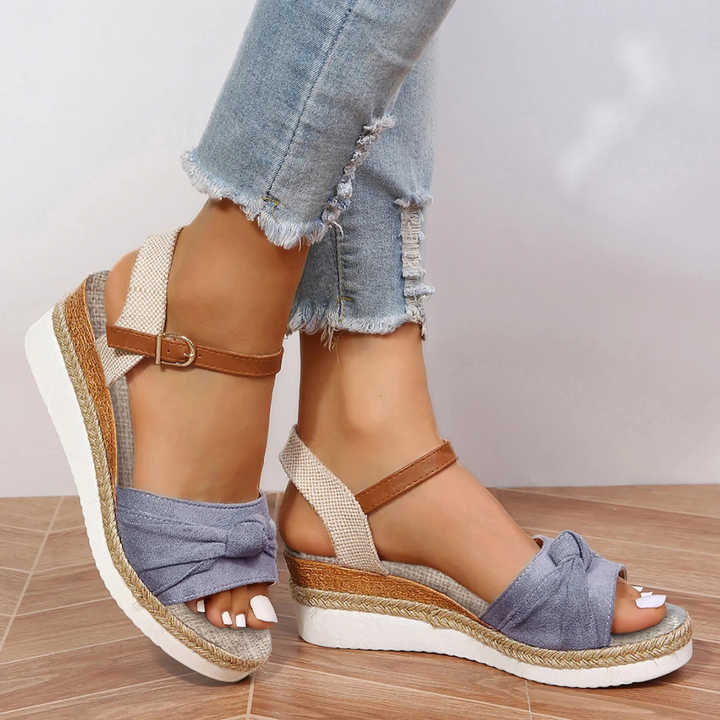 Valantomode | Women's Wedge Sandals with Knot Design