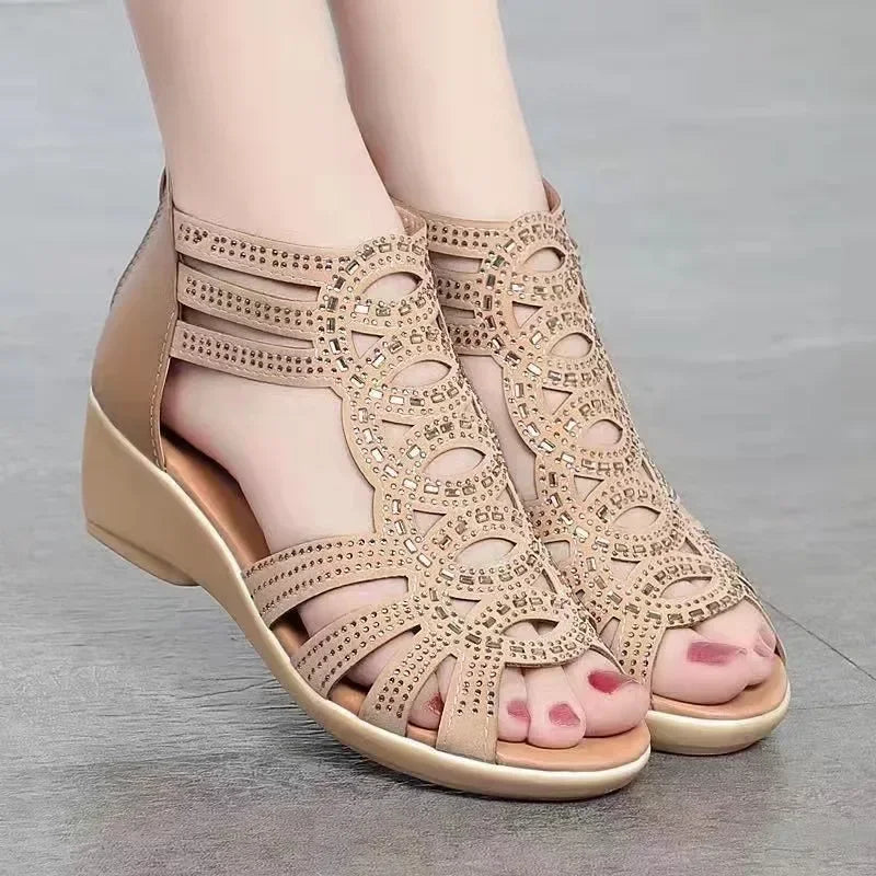 Valantomode | Women's Wedge Sandals with Open Toe for Style & Comfort