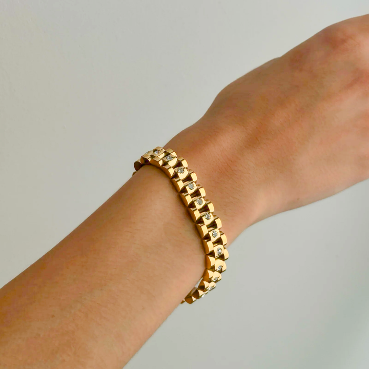 Valantomode | Heavyweight Gold Plated Watchband Bracelet for Women