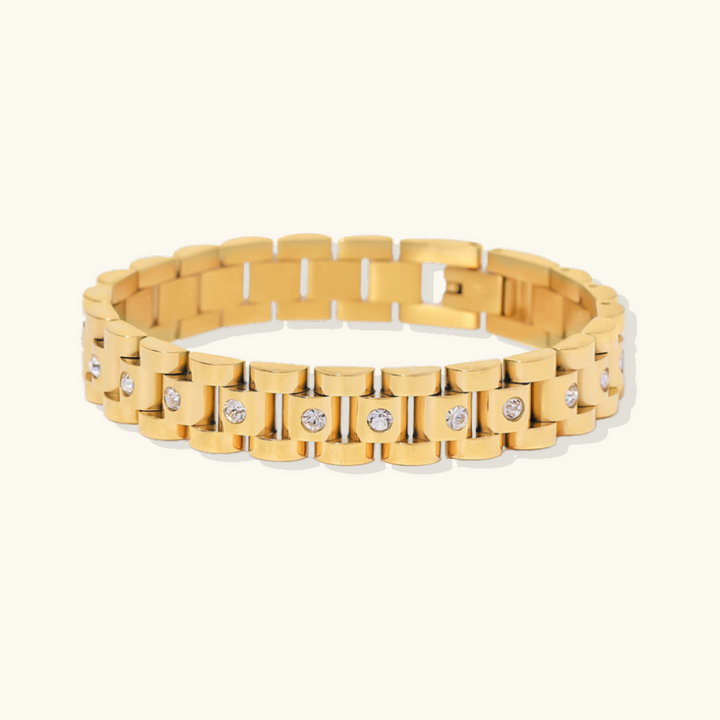 Valantomode | Heavyweight Gold Plated Watchband Bracelet for Women