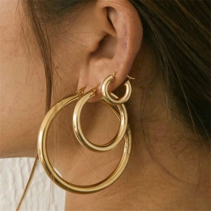 Valantomode | Gold Plated Hoop Earrings for Women