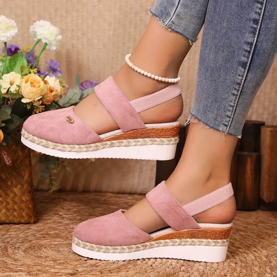 Valantomode | Women's Wedge Sandals - Closed Toe and Comfortable