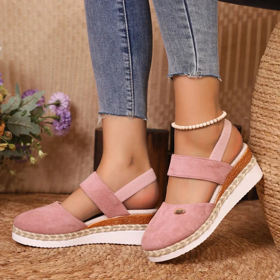 Valantomode | Women's Wedge Sandals - Closed Toe and Comfortable