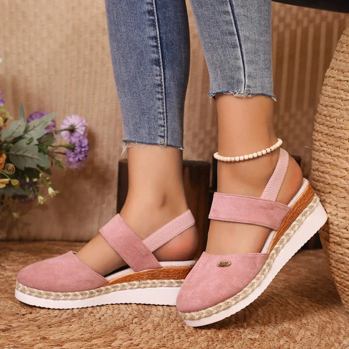 Valantomode | Women's Wedge Sandals - Closed Toe and Comfortable