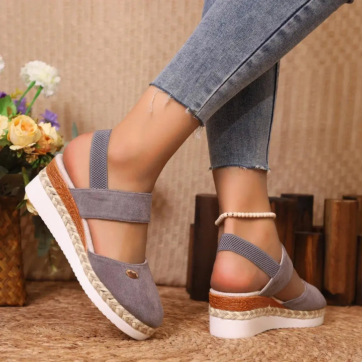 Valantomode | Women's Wedge Sandals - Closed Toe and Comfortable