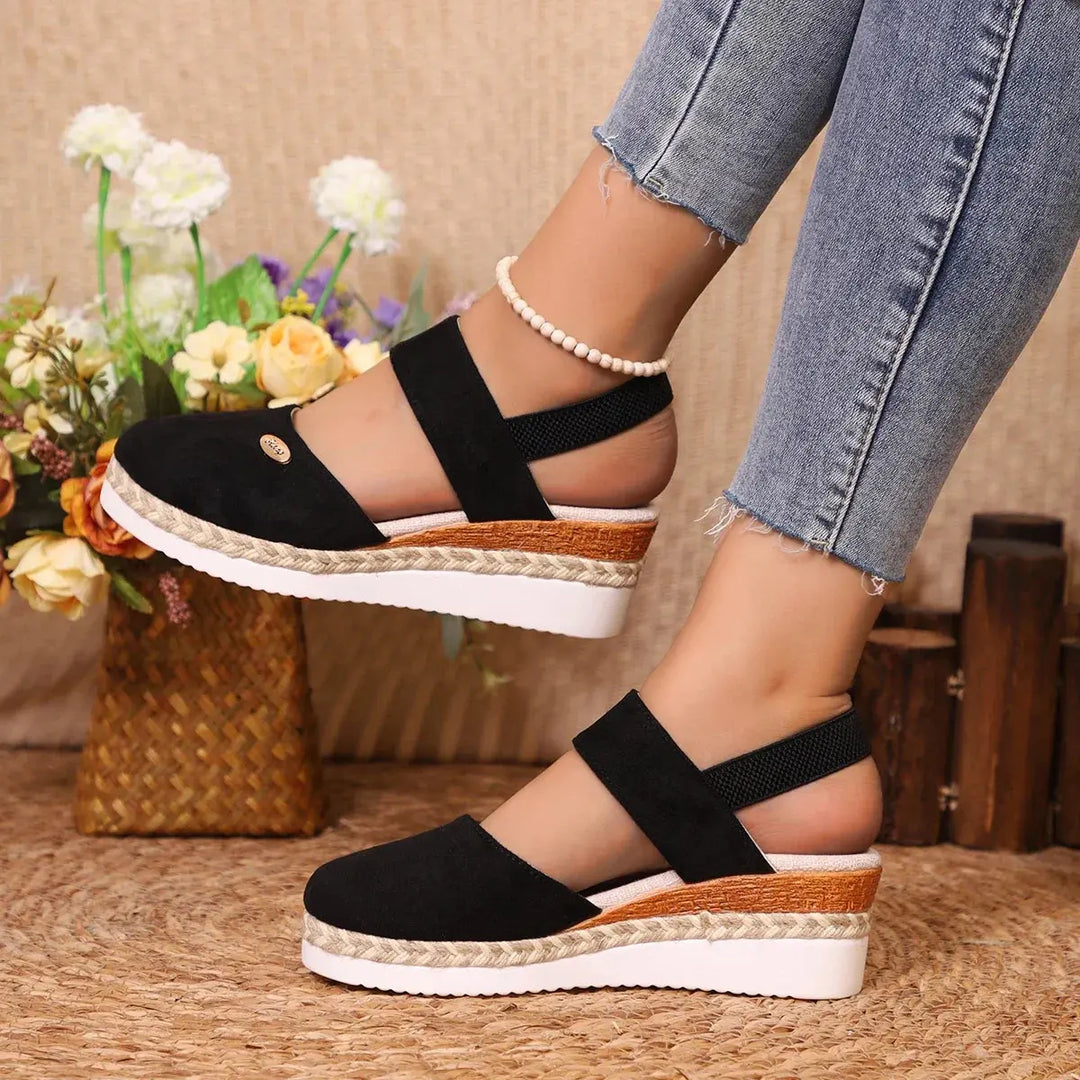 Valantomode | Women's Wedge Sandals - Closed Toe and Comfortable