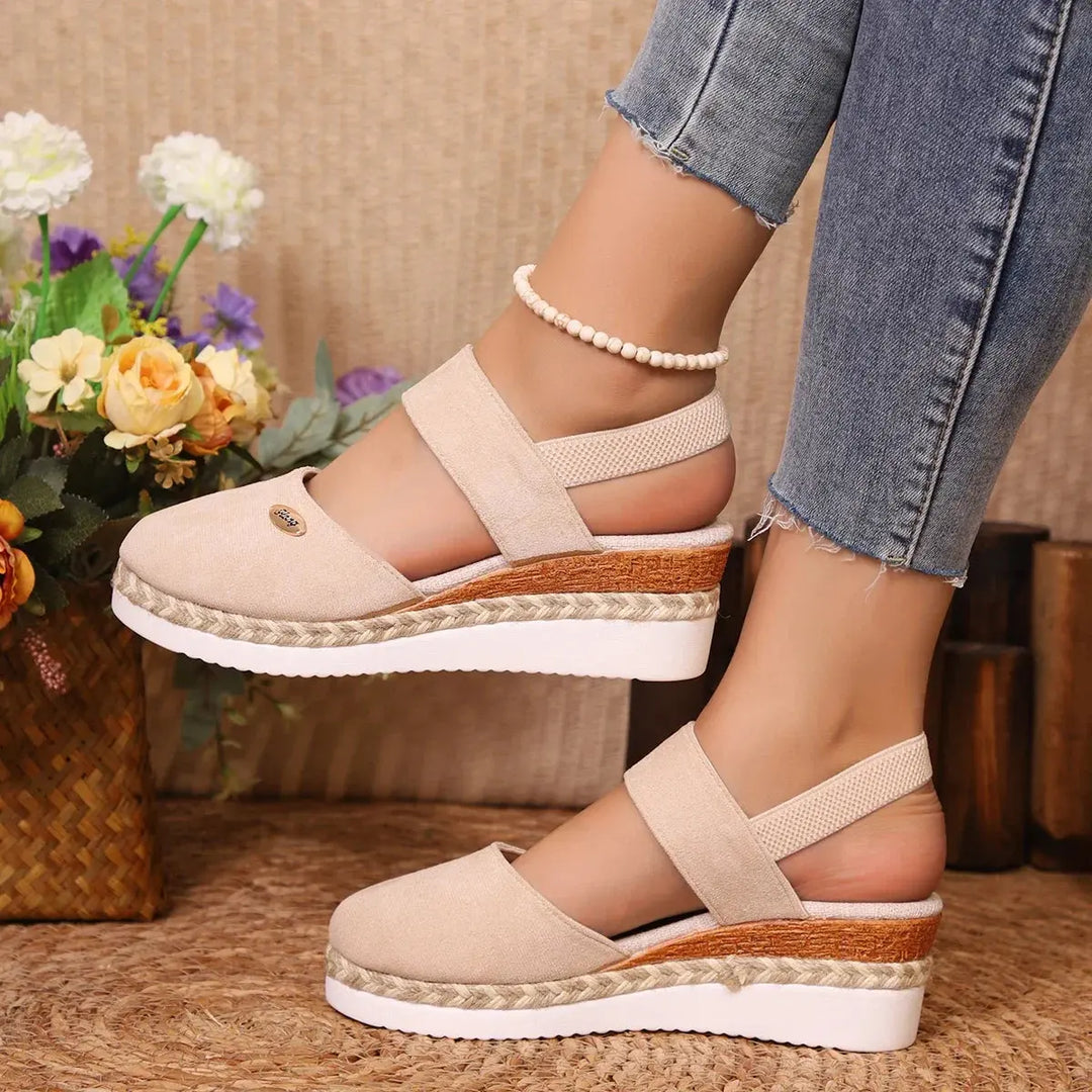 Valantomode | Women's Wedge Sandals - Closed Toe and Comfortable