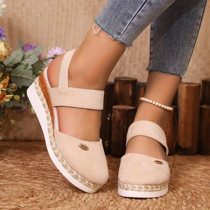 Valantomode | Women's Wedge Sandals - Closed Toe and Comfortable