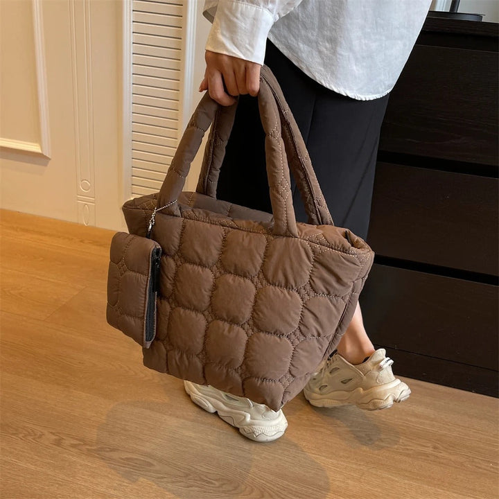 Valantomode | The Veridian Cubic Garrison – Women's Premium Boxy Quilted Puffer Tote