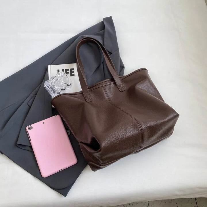 Valantomode | Aria Grande Soft-Touch Tote – Premium Vegan Leather Large Everyday Shoulder Bag