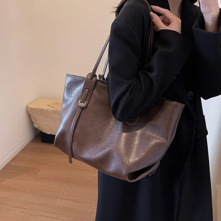 Valantomode | Grand Horizon XL Business Tote – Premium Vegan Leather Oversized Shoulder Bag