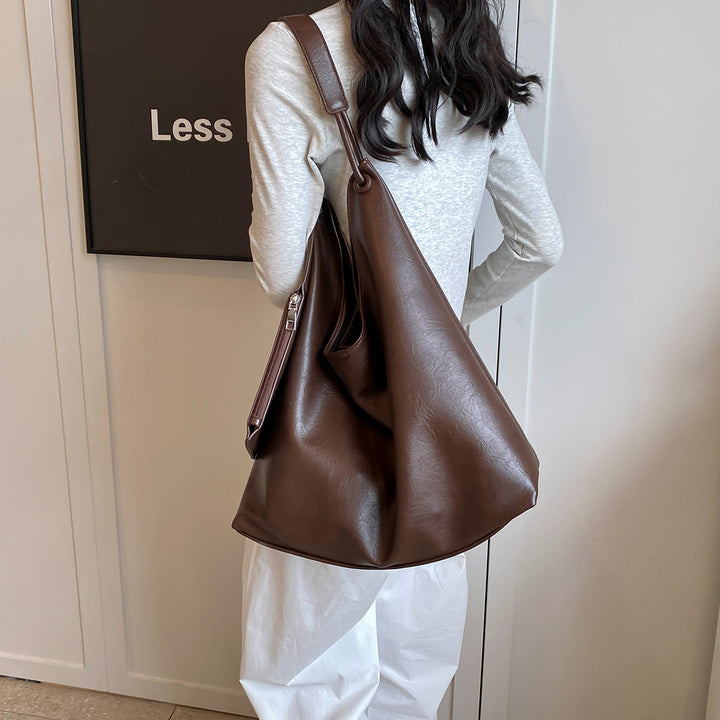 Valantomode | Aria Vertical Slouch – Premium Vegan Leather Oversized Tote with Modular Pouch