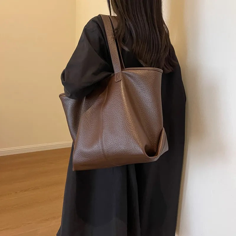 Valantomode | Aria Grande Soft-Touch Tote – Premium Vegan Leather Large Everyday Shoulder Bag