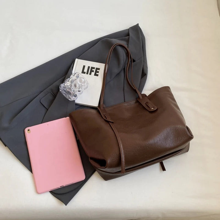 Valantomode | Grand Horizon XL Business Tote – Premium Vegan Leather Oversized Shoulder Bag
