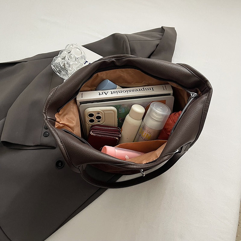 Valantomode | Velvet Nexus Cube – Compact Faux Suede Business Tote with Turn-Lock & Soft-Touch Handles