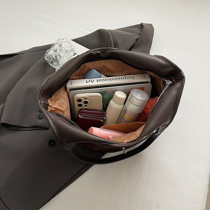 Valantomode | Velvet Nexus Cube – Compact Faux Suede Business Tote with Turn-Lock & Soft-Touch Handles
