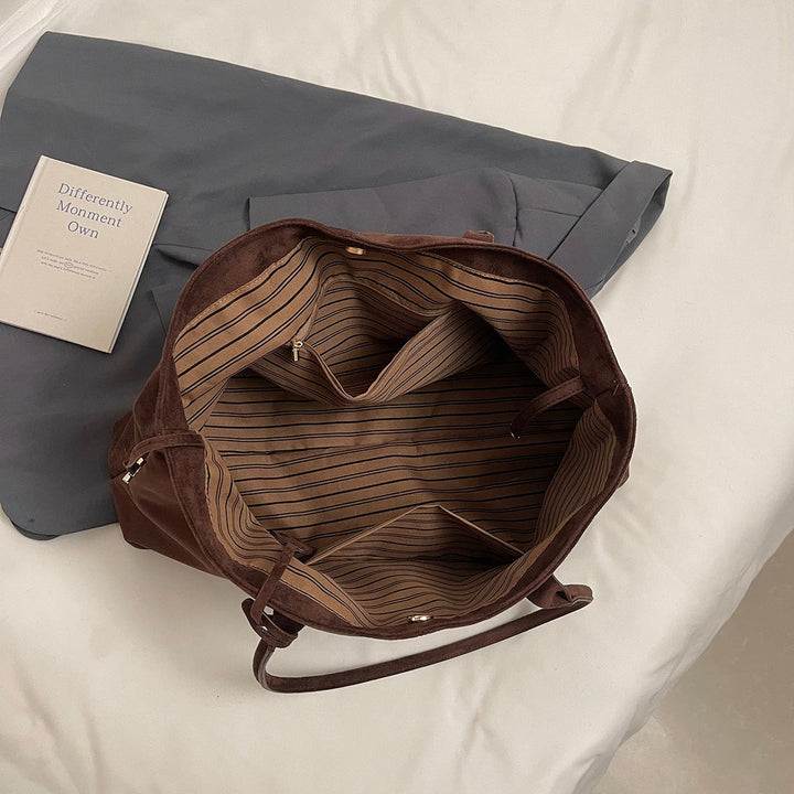 Valantomode | Velvet Goliath Executive – 52cm Premium Vegan Suede XL Oversized Tote with Silver Accents