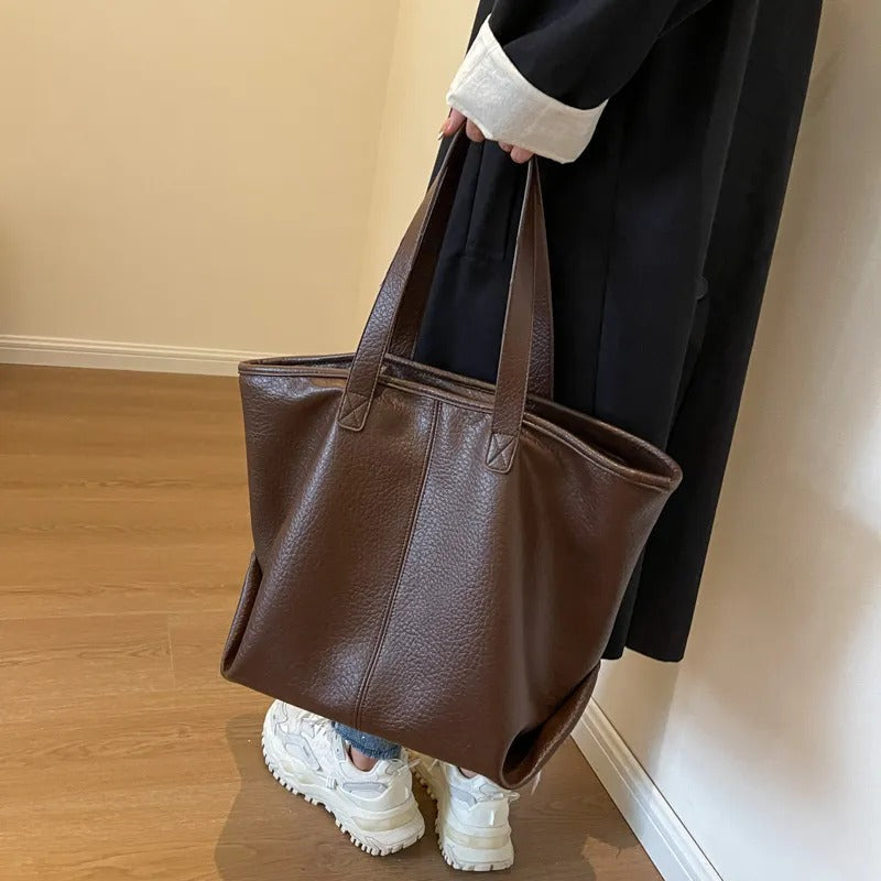 Valantomode | Aria Grande Soft-Touch Tote – Premium Vegan Leather Large Everyday Shoulder Bag