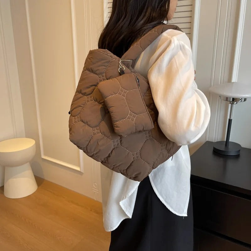 Valantomode | The Veridian Cubic Garrison – Women's Premium Boxy Quilted Puffer Tote