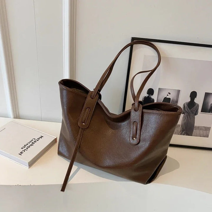 Valantomode | Grand Horizon XL Business Tote – Premium Vegan Leather Oversized Shoulder Bag