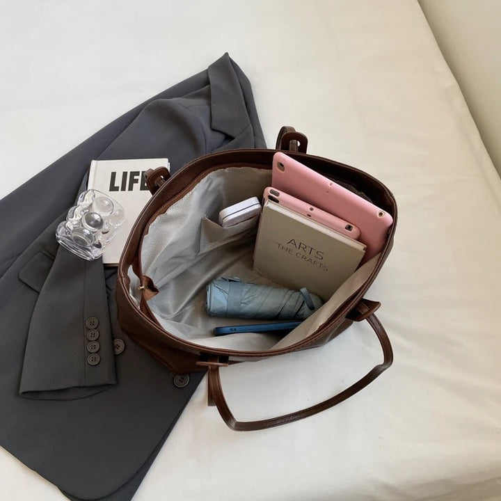 Valantomode | Grand Horizon XL Business Tote – Premium Vegan Leather Oversized Shoulder Bag