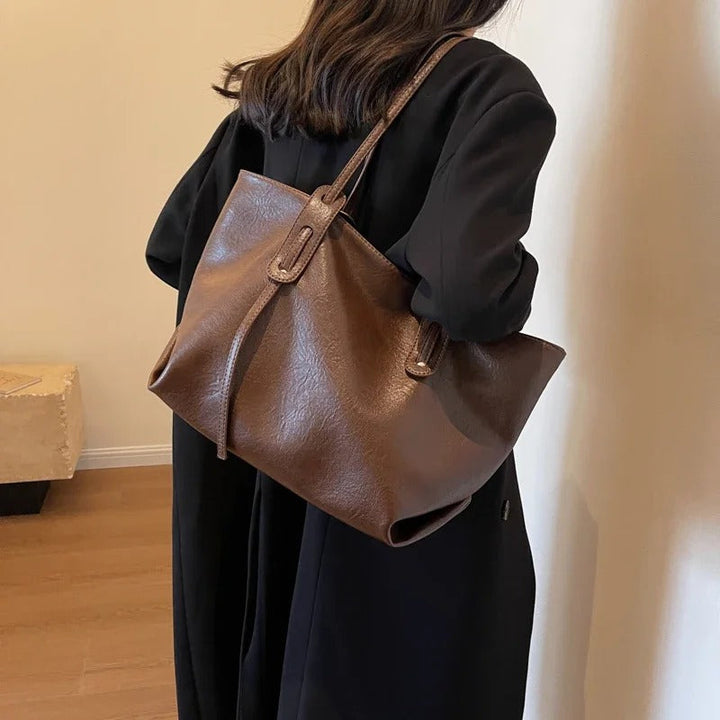 Valantomode | Grand Horizon XL Business Tote – Premium Vegan Leather Oversized Shoulder Bag