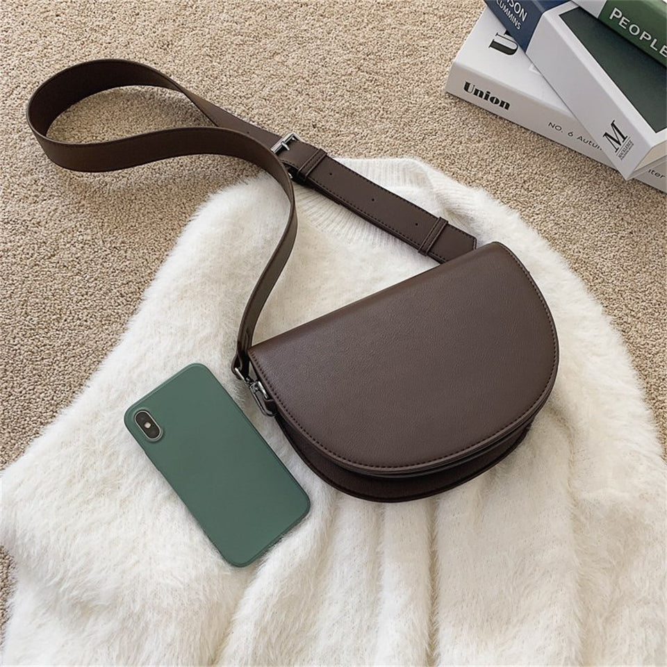 Valantomode | The Lunar Orbital Garrison – Women's Premium Geometric Half-Moon Crossbody Bag